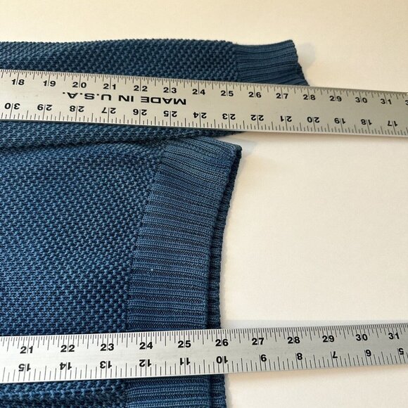 PERUVIAN CONNECTION Pima Cotton Teal Blue Crew Neck Pullover Sweater Large - Picture 9 of 9